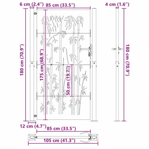 Dvorišna vrata - Vrtna vrata Crna 105 x 175 cm Čelik s praškastim premazom Cijena