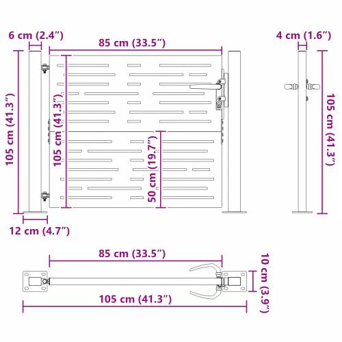 Dvorišna vrata - Vrtna vrata Crna 105 x 100 cm Čelik s praškastim premazom Cijena