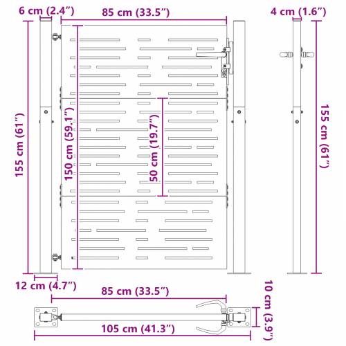Dvorišna vrata - Vrtna vrata Crna 105 x 150 cm Čelik s praškastim premazom Cijena