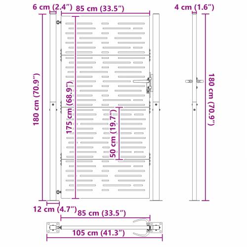 Dvorišna vrata - Vrtna vrata Crna 105 x 175 cm Čelik s praškastim premazom Cijena