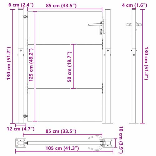 Dvorišna vrata - Vrtna vrata Crna 105 x 125 cm Čelik s praškastim premazom Cijena