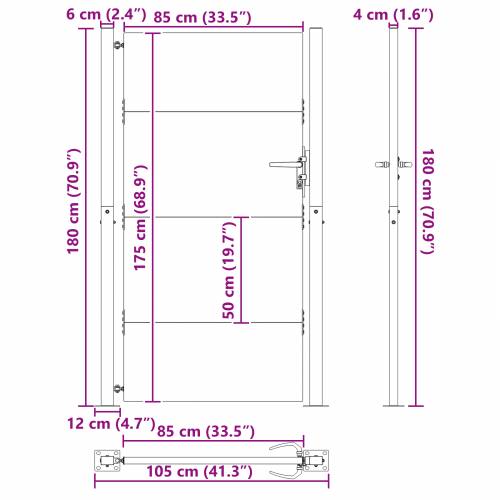 Dvorišna vrata - Vrtna vrata Crna 105 x 175 cm Čelik s praškastim premazom Cijena