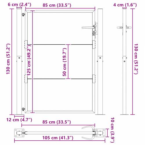 Dvorišna vrata - Vrtna vrata Crna 100 x 125 cm Čelik s praškastim premazom Cijena