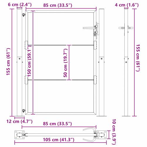 Dvorišna vrata - Vrtna vrata Crna 100 x 150 cm Čelik s praškastim premazom Cijena
