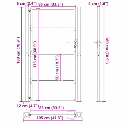 Dvorišna vrata - Vrtna vrata Crna 100 x 175 cm Čelik s praškastim premazom Cijena
