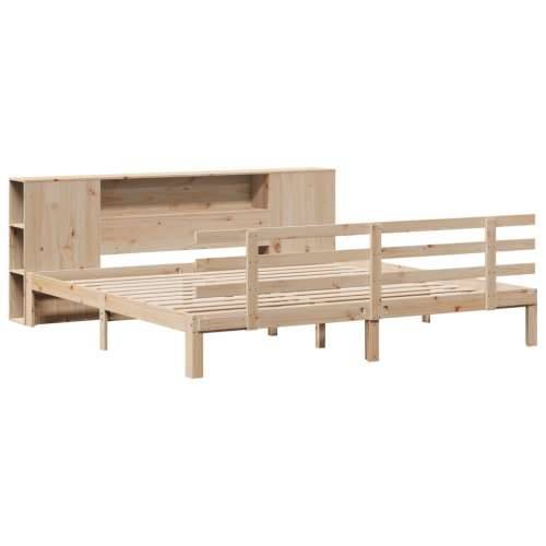Krevet s regalom za knjige bez madraca 200 x 200 cm od borovine - Prirodna 200 x 200 cm Cijena