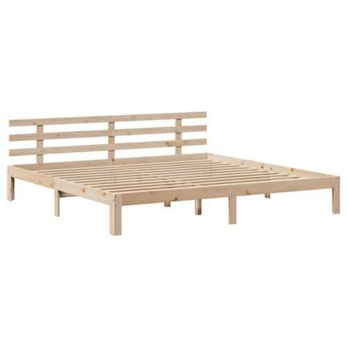 Krevet s regalom za knjige bez madraca 200 x 200 cm od borovine - Prirodna 200 x 200 cm Cijena