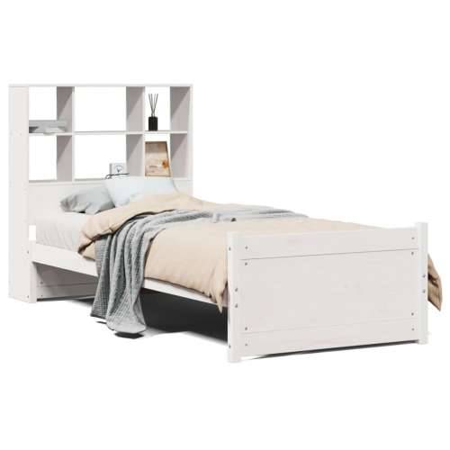 Krevet s regalom za knjige bez madraca bijeli 90x200cm borovina - Bijela 90 x 200 cm Cijena