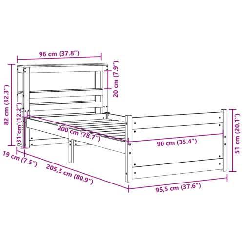 Okvir kreveta s uzglavljem 90 x 200 cm od masivne borovine Cijena