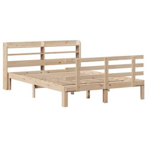 Okvir za krevet s uzglavljem 135 x 190 cm od masivne borovine - Smeđa 135 x 190 cm Cijena