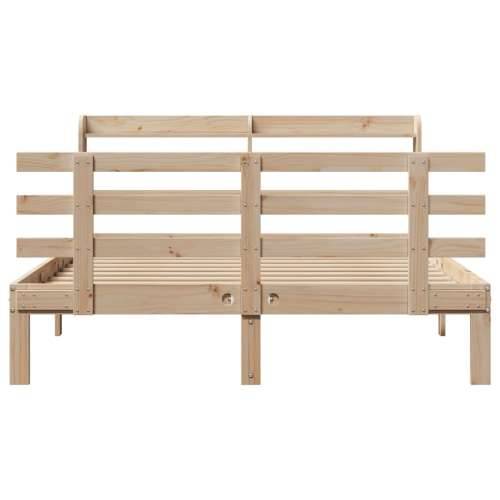 Okvir za krevet s uzglavljem 135 x 190 cm od masivne borovine - Smeđa 135 x 190 cm Cijena