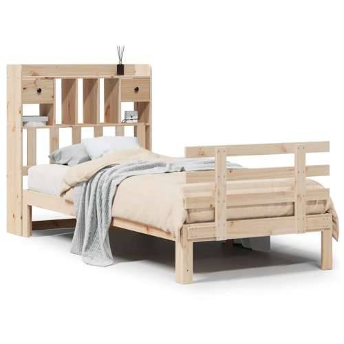 Krevet s regalom za knjige bez madraca 75x190 cm borovina - Prirodna 75 x 190 cm Cijena