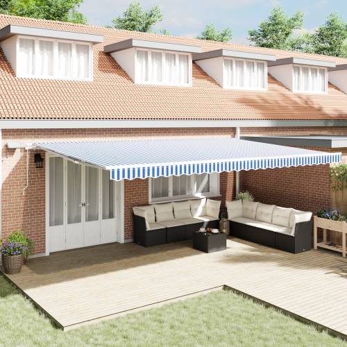 Skrovita tenda with Plava i bijela 6 x 3 m Platno i metal Cijena