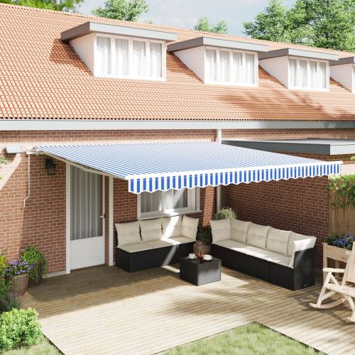 Skrovita tenda with Plava i bijela 4.5 x 3 m Platno i metal Cijena