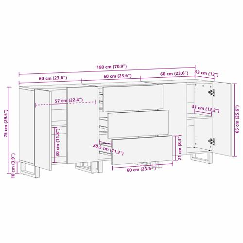 Set namještaja za kupaonicu 3 pcs Bijela 180 x 33 x 75 cm Cijena