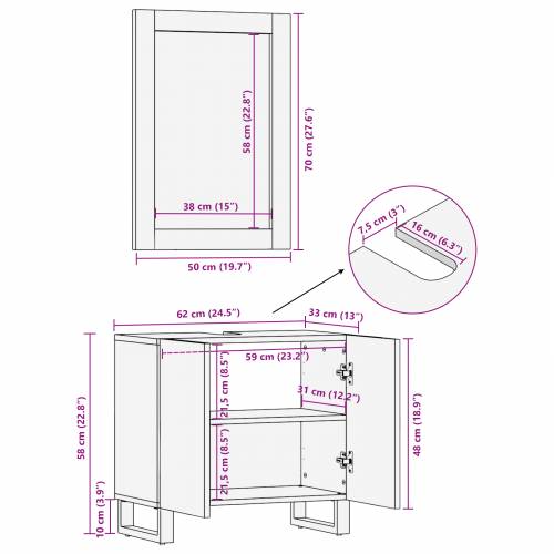 Set namještaja za kupaonicu 2 pcs Bijela 62 x 33 x 58 cm Cijena