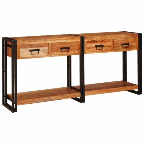 Konzolni Stol 2 s ladicama s policom s pohranom 2 pcs Smeđa 160 x 33 x 75 cm Cijena