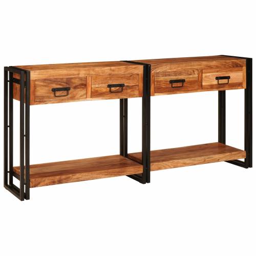 Konzolni Stol 2 s ladicama s policom s pohranom 2 pcs Smeđa 160 x 33 x 75 cm Cijena