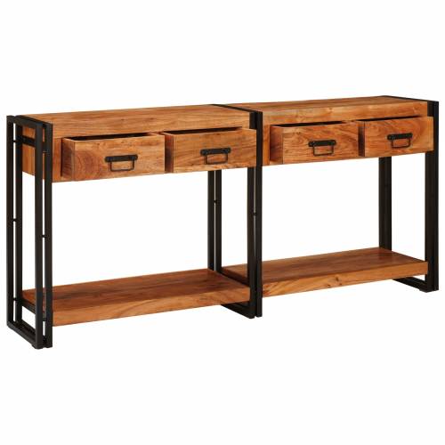 Konzolni Stol 2 s ladicama s policom s pohranom 2 pcs Smeđa 160 x 33 x 75 cm Cijena