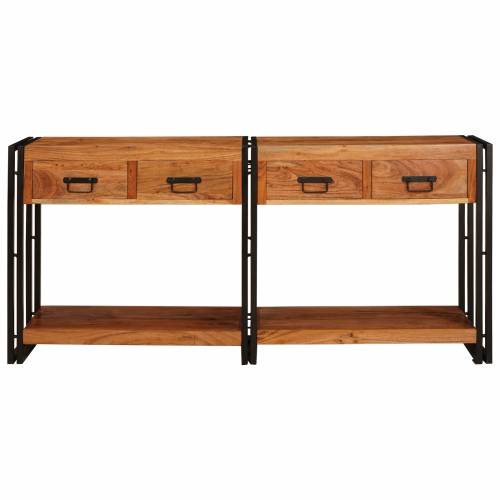 Konzolni Stol 2 s ladicama s policom s pohranom 2 pcs Smeđa 160 x 33 x 75 cm Cijena