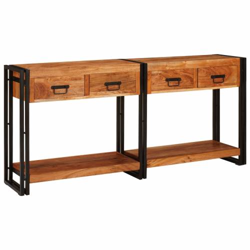 Konzolni Stol 2 s ladicama s policom s pohranom 2 pcs Smeđa 160 x 33 x 75 cm Cijena