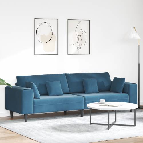 Baršunasta sofa s jastukom s jastukom Plava 208 cm Baršun Cijena