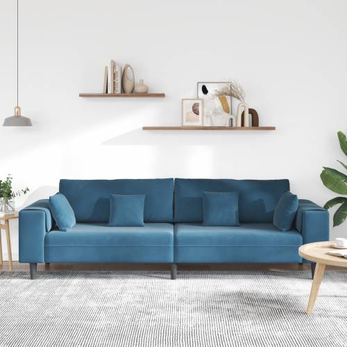Baršunasta sofa s jastukom s jastukom Plava 208 cm Baršun Cijena