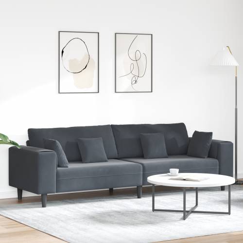 Baršunasta sofa s jastukom s jastukom Tamno siva 208 cm Baršun Cijena