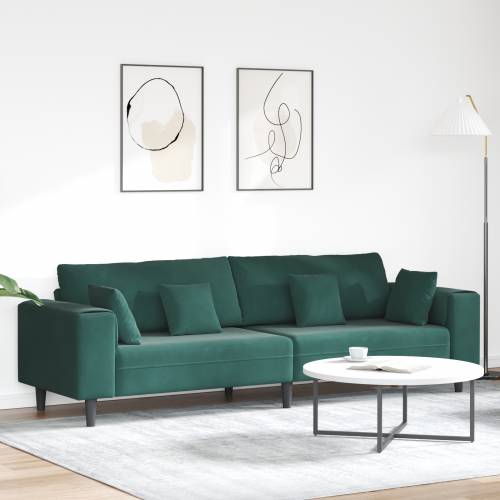 Baršunasta sofa s jastukom s jastukom Tamnozelena 208 cm Baršun Cijena