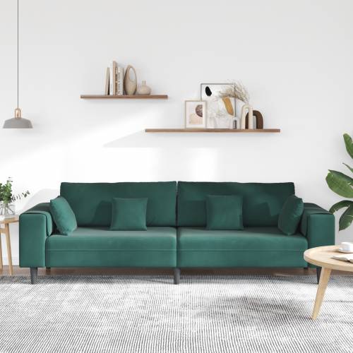 Baršunasta sofa s jastukom s jastukom Tamnozelena 208 cm Baršun Cijena