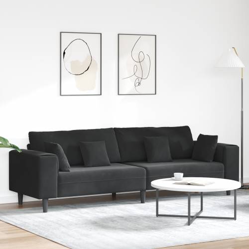 Baršunasta sofa s jastukom s jastukom Crna 208 cm Baršun Cijena