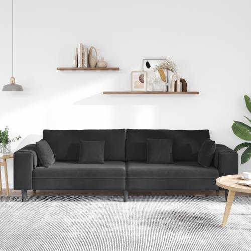 Baršunasta sofa s jastukom s jastukom Crna 208 cm Baršun Cijena