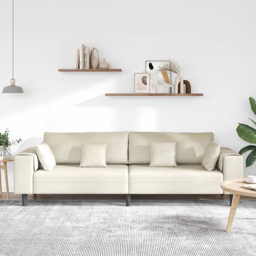 Baršunasta sofa s jastukom s jastukom Krem 208 cm Baršun Cijena