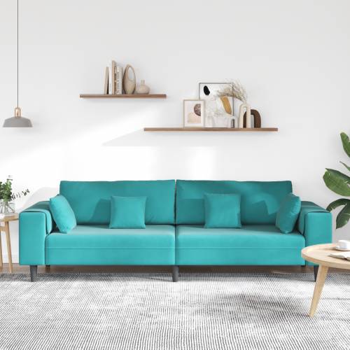 Baršunasta sofa s jastukom s jastukom Tirkizna 208 cm Baršun Cijena