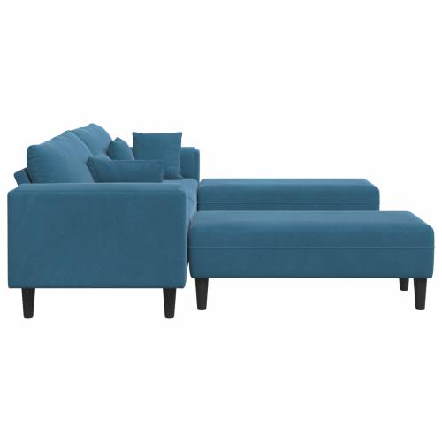 Baršunasta sofa s jastukom s jastukom 3 pcs Plava 208 cm Baršun Cijena