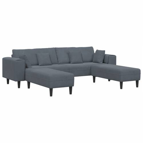 Baršunasta sofa s jastukom s jastukom 3 pcs Tamno siva 208 cm Baršun Cijena