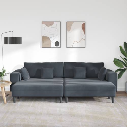 Baršunasta sofa s jastukom s jastukom 3 pcs Tamno siva 208 cm Baršun Cijena