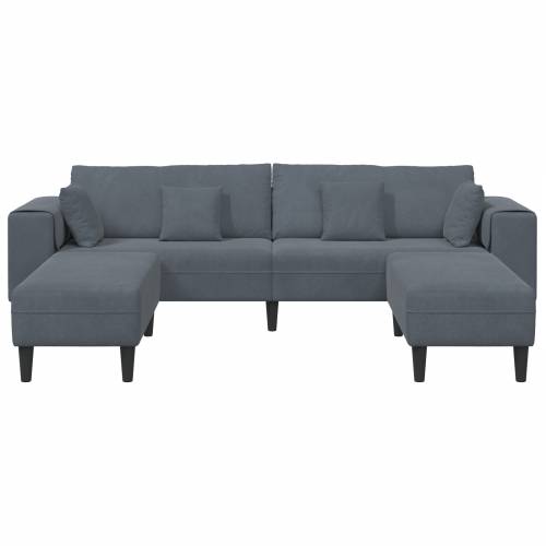 Baršunasta sofa s jastukom s jastukom 3 pcs Tamno siva 208 cm Baršun Cijena