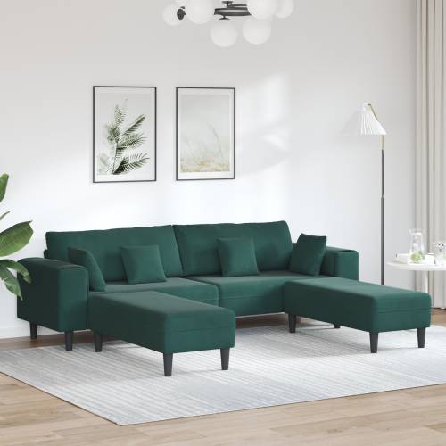Baršunasta sofa s jastukom s jastukom 3 pcs Tamnozelena 208 cm Baršun Cijena