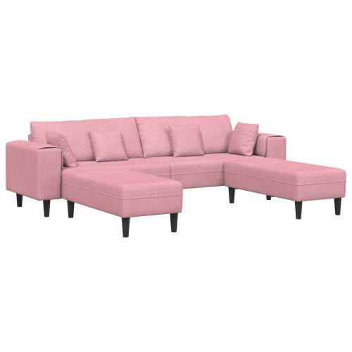 Baršunasta sofa s jastukom s jastukom 3 pcs Roza 208 cm Baršun Cijena