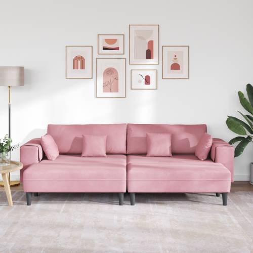 Baršunasta sofa s jastukom s jastukom 3 pcs Roza 208 cm Baršun Cijena