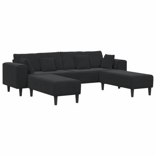 Baršunasta sofa s jastukom s jastukom 3 pcs Crna 208 cm Baršun Cijena