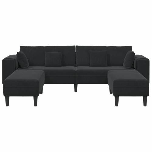 Baršunasta sofa s jastukom s jastukom 3 pcs Crna 208 cm Baršun Cijena