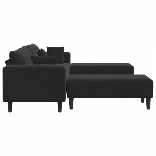 Baršunasta sofa s jastukom s jastukom 3 pcs Crna 208 cm Baršun Cijena