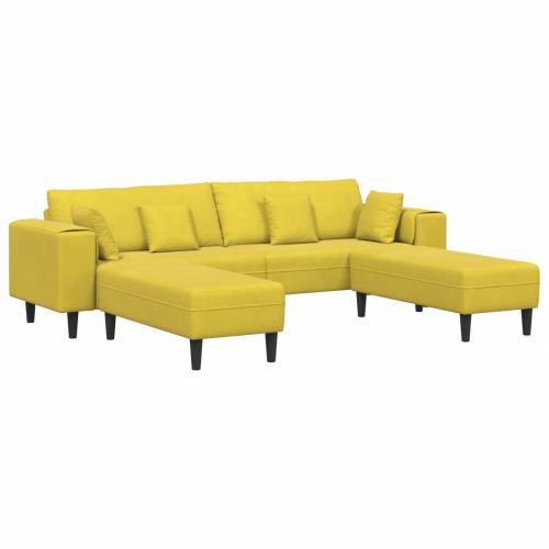Baršunasta sofa s jastukom s jastukom 3 pcs Žuta 208 cm Baršun Cijena