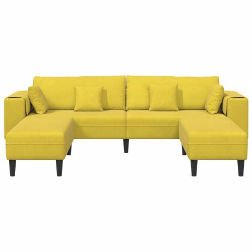 Baršunasta sofa s jastukom s jastukom 3 pcs Žuta 208 cm Baršun Cijena