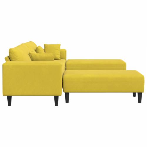 Baršunasta sofa s jastukom s jastukom 3 pcs Žuta 208 cm Baršun Cijena