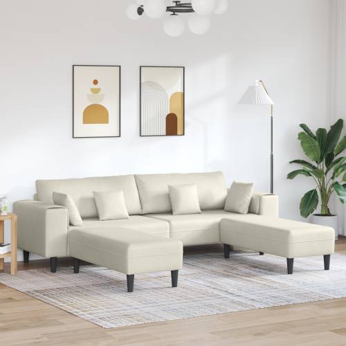 Baršunasta sofa s jastukom s jastukom 3 pcs Krem 208 cm Baršun Cijena