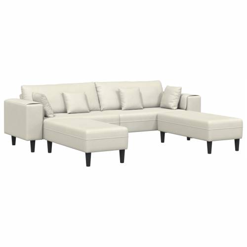 Baršunasta sofa s jastukom s jastukom 3 pcs Krem 208 cm Baršun Cijena