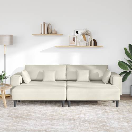 Baršunasta sofa s jastukom s jastukom 3 pcs Krem 208 cm Baršun Cijena